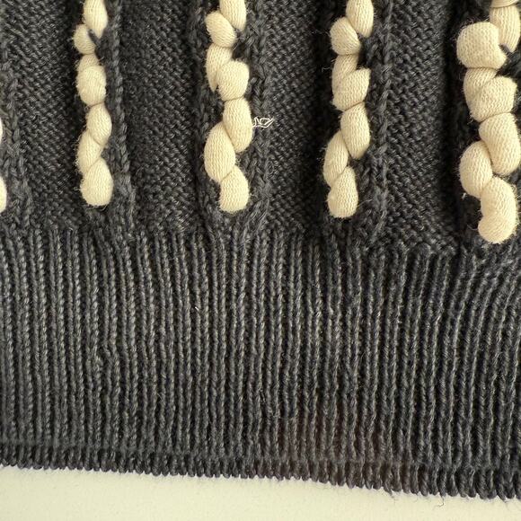 Jason Wu Two Tone Linen Cotton Woven Stripe Navy Cream Pullover Sweater M - Picture 6 of 12